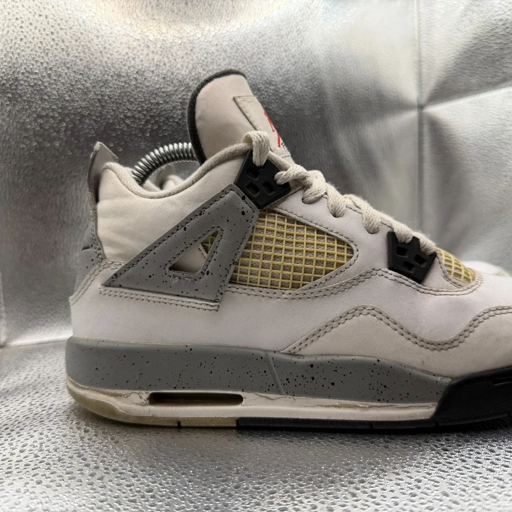 Size 6Y Nike Air‎ Jordan 4 Retro White Cement Youth Sneaker Shoes 836016-192